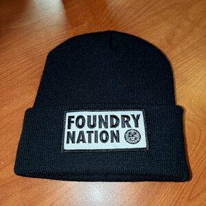 Foundry Nation Stitched Patch Men's Cuffed Embroidered Logo Acrylic Beanie